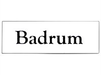 Emaljskylt Badrum vit - svart 6 x 2 cm modell 9