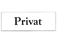 Emaljskylt Privat vit - svart 6 x 2 cm modell 9